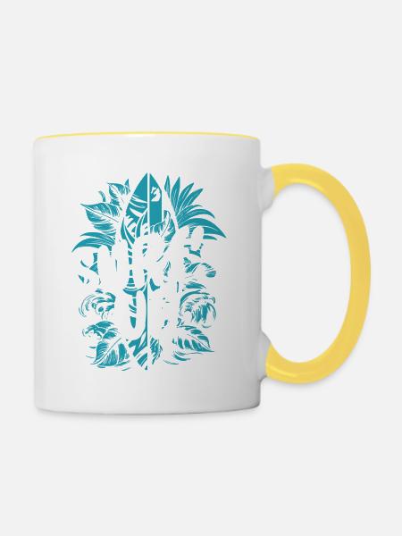 SURF'S UP - Tasse zweifarbig - Weiß/Gelb