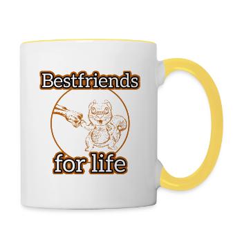 Eichhörnchen Bester Freund fürs Leben Hand Bump Tier - Tasse zweifarbig - Weiß/Gelb - Rechts