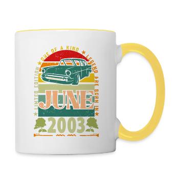 Geburtstagsgeschenk im Juni 2003. Juni 2003 Juni 2003 - Tasse zweifarbig - Weiß/Gelb - Rechts