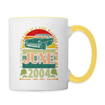 Geburtstagsgeschenk Juni 2004. Juni 2004 Juni 2004 - Tasse zweifarbig - Weiß/Gelb - Rechts