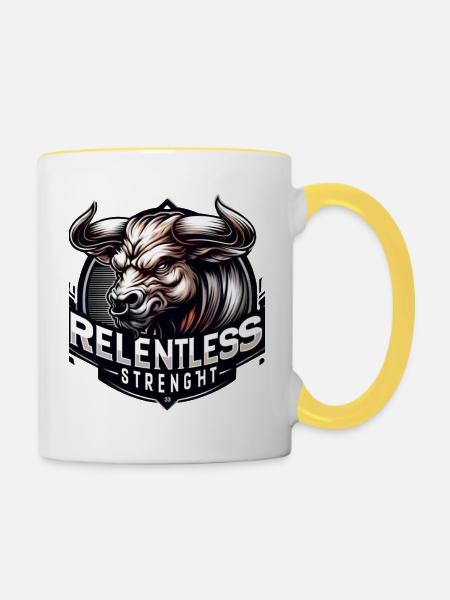 Relentless Strength - Tasse zweifarbig - Weiß/Gelb