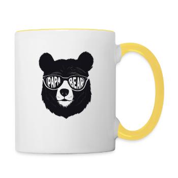 Bären Vater Lustiger Vater Perfekter Style - Tasse zweifarbig - Weiß/Gelb - Rechts