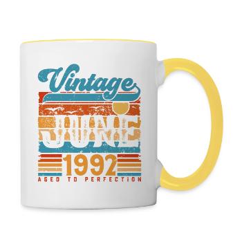 June 1992, Vintage Anniversary Gift June 1992. - Contrasting Mug - white/yellow - Right