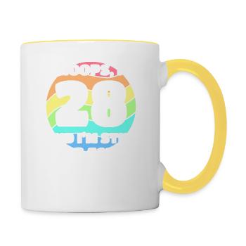 Lustige Gay Pride - 28. Geburtstag 28 BDay Lesben - Tasse zweifarbig - Weiß/Gelb - Rechts