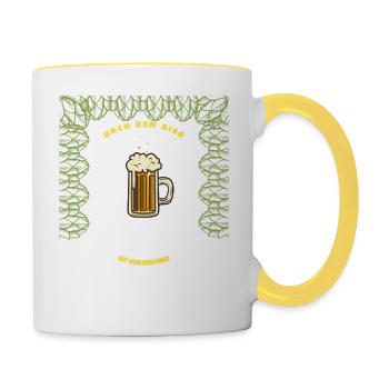 Design de bière élégant - le must-have pour les hommes - Mug contrasté - blanc/jaune - Droite