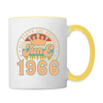 June 1966. June 1966 Birthday Gift. June - Contrasting Mug - white/yellow - Right