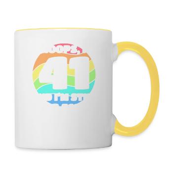 41. Geburtstag 41 BDay Lesbisch Schwul Bi Trans - - Tasse zweifarbig - Weiß/Gelb - Rechts