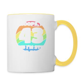 Funny Gay Pride - 43rd Birthday 43 BDay Lesbian - Contrasting Mug - white/yellow - Right