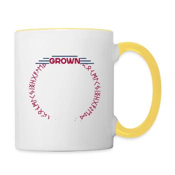 De fières racines nordiques vikings américaines - Mug contrasté - blanc/jaune - Droite