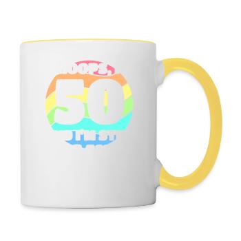 Gay Pride drôle - 50e anniversaire 50 BDay Lesbienne - Mug contrasté - blanc/jaune - Droite