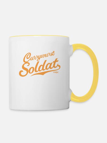 Currywurst-Soldat - Tasse zweifarbig - Weiß/Gelb