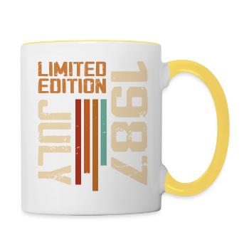 Juli 1987 Geburtstagsgeschenk 1987 Juli 1987 - Tasse zweifarbig - Weiß/Gelb - Rechts