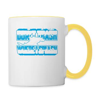 Don't Trash Where I Splash Hammerhead Shark Humor - Contrasting Mug - white/yellow - Right