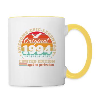 Vinatge 1994 Geburtstagsgeschenk - Tasse zweifarbig - Weiß/Gelb - Rechts