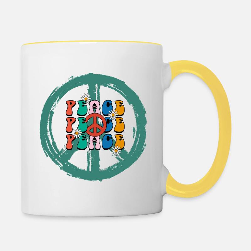 Hippie 60s Design - Contrasting Mug - white/yellow