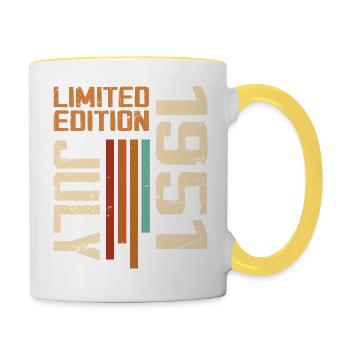 Juli 1951 Geburtstagsgeschenk 1951 Juli 1951 - Tasse zweifarbig - Weiß/Gelb - Rechts