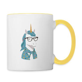 Einhorn Mama Lustige Einhörner Liebende Mutter - Tasse zweifarbig - Weiß/Gelb - Rechts