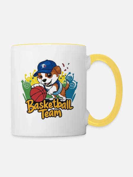BASKETBALL. WELPE - Tasse zweifarbig - Weiß/Gelb