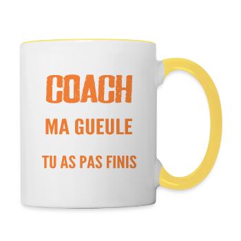 Je suis Coach Geschenkidee Humor Sports Coach - Tasse zweifarbig - Weiß/Gelb - Rechts