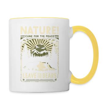 Natur! Komm für den Frieden. Verlassen Sie die Bären. - Tasse zweifarbig - Weiß/Gelb - Rechts