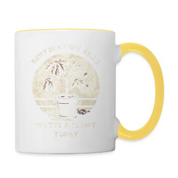 Dehydration Kills. Water A Plant Today. - Contrasting Mug - white/yellow - Right