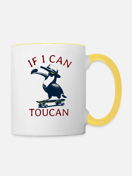If I can, Toucan - Tasse zweifarbig - Weiß/Gelb