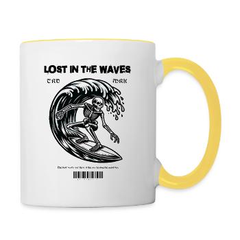 Lost in the Waves Surfing Skeleton - Mug contrasté - blanc/jaune - Droite