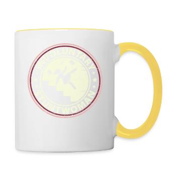 Unfreiwillige Stuntfrau - Tasse zweifarbig - Weiß/Gelb - Rechts