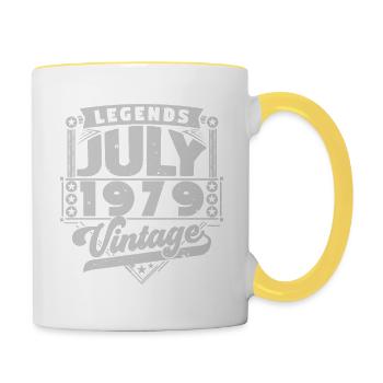 Cadeau Vintage Anniversaire Juillet 1979, juillet. - Mug contrasté - blanc/jaune - Droite