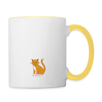 Hey Kitten Want A Cookie Cute Cat Animal Lover Fun - Mug contrasté - blanc/jaune - Droite