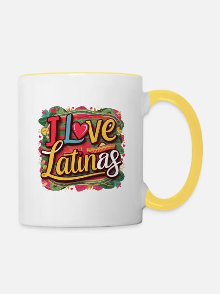 I Love Latinas - Tasse zweifarbig - Weiß/Gelb