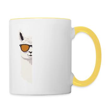 Drôle de papa d’alpaga parfait jeu de mots - Mug contrasté - blanc/jaune - Droite