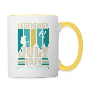 cadeau Anniversaire Juillet 1974, Vintage juillet. - Mug contrasté - blanc/jaune - Droite