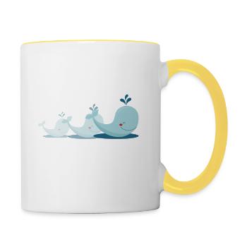 baleine baleine baleine qu’avons-nous ici jeu de mots amusant - Mug contrasté - blanc/jaune - Droite