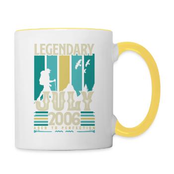 Juli 2006 Geburtstagsgeschenk, Vintage Juli. - Tasse zweifarbig - Weiß/Gelb - Rechts