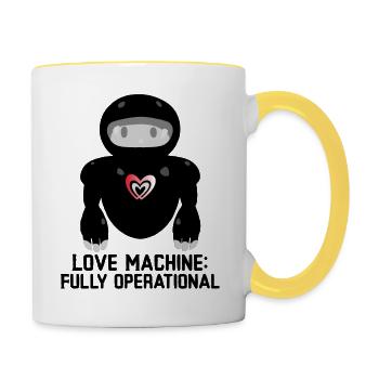 Love Machine: Voll funktionsfähig - Tasse zweifarbig - Weiß/Gelb - Rechts
