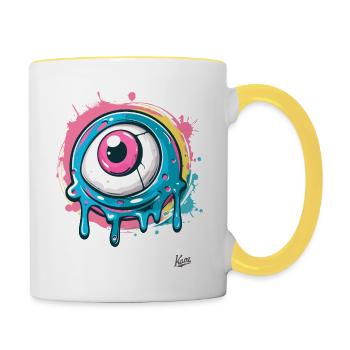 The cool paint splash eye - Contrasting Mug - white/yellow - Right