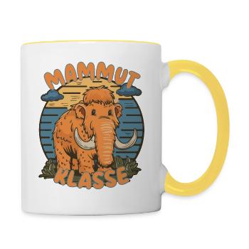 Süßes Mammutklasse Grundschule Klassentier - Tasse zweifarbig - Weiß/Gelb - Rechts