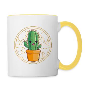 Lustiger Spruch mit stacheligen Kaktus - Tasse zweifarbig - Weiß/Gelb - Rechts