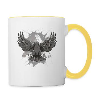 Halloween Crow Crows Raven Occult Birds - Contrasting Mug - white/yellow - Right