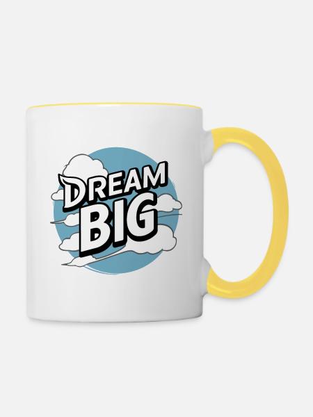 TRÄUMEN SIE GROSS - Tasse zweifarbig - Weiß/Gelb