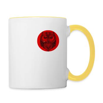 Hibou Amour Oiseaux Nocturnes Amoureux Prédateur Oiseau Cool - Mug contrasté - blanc/jaune - Droite