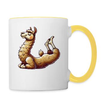 Lama Alpaga Yoga Gymnastique Gymnastique Drôle - Mug contrasté - blanc/jaune - Droite