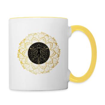 Psychedelisches Rave Design - Tasse zweifarbig - Weiß/Gelb - Rechts