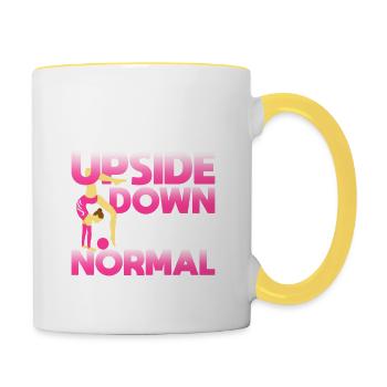 Standing upside down is normal for me - Contrasting Mug - white/yellow - Right