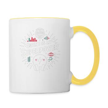 Klang ist meine Superkraft - Tasse zweifarbig - Weiß/Gelb - Rechts