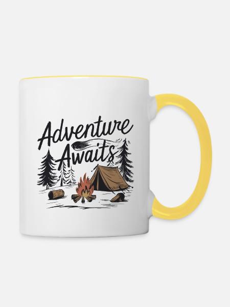 DAS ABENTEUER WARTET AUF SIE - Tasse zweifarbig - Weiß/Gelb