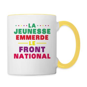 la jeunesse emmerde front national - Mug contrasté - blanc/jaune - Droite