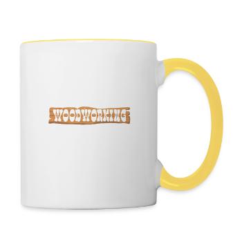 Art du travail du bois drôle pour les hommes femmes menuisiers - Mug contrasté - blanc/jaune - Droite