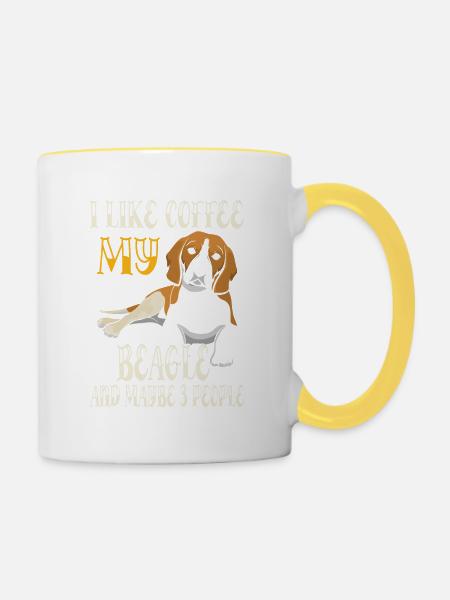 Coffee Beagle - Tasse zweifarbig - Weiß/Gelb